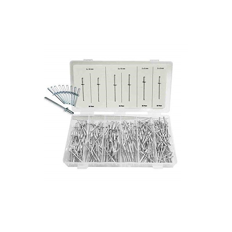 Popnagel assortiment, 320 stuks in opbergbox