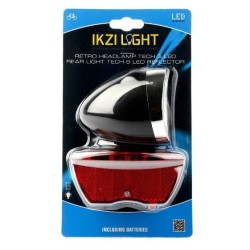 IkziLight koplamp Retro 3xLED, zwart en reflector 5xLED Batterij