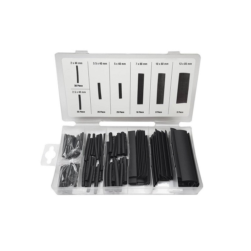 Krimpkous assortiment zwart, 127 stuks in opbergbox