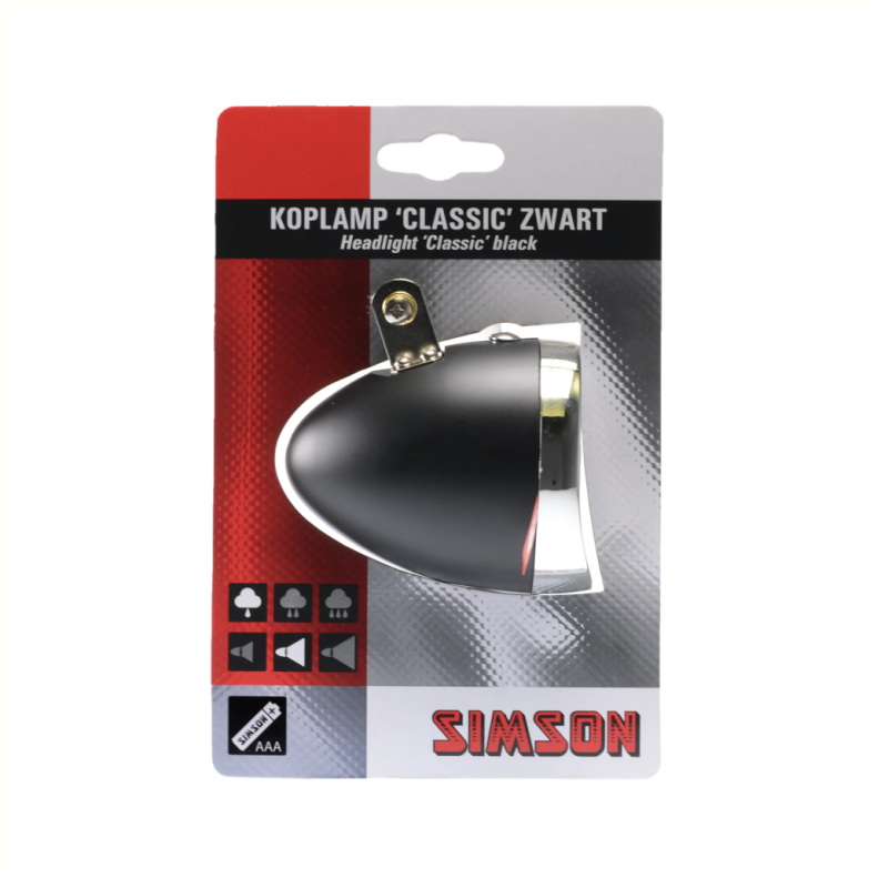 Simson Batterij koplamp Classic zwart