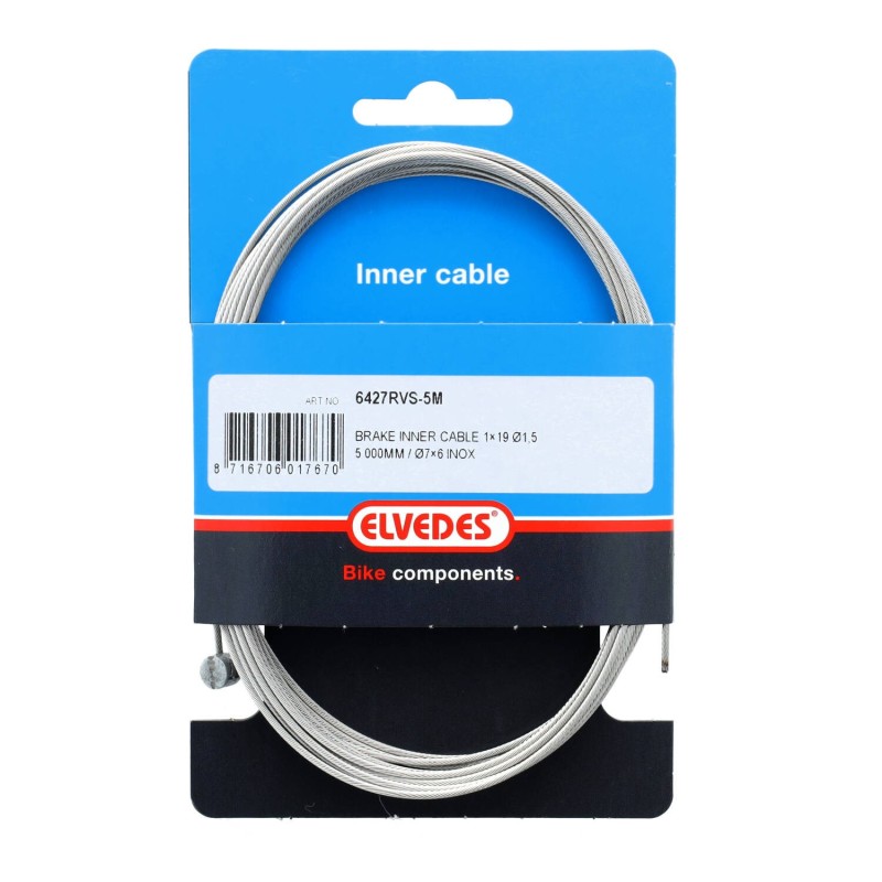 Elvedes binnen remkabel RVS 500 cm, ton nippel