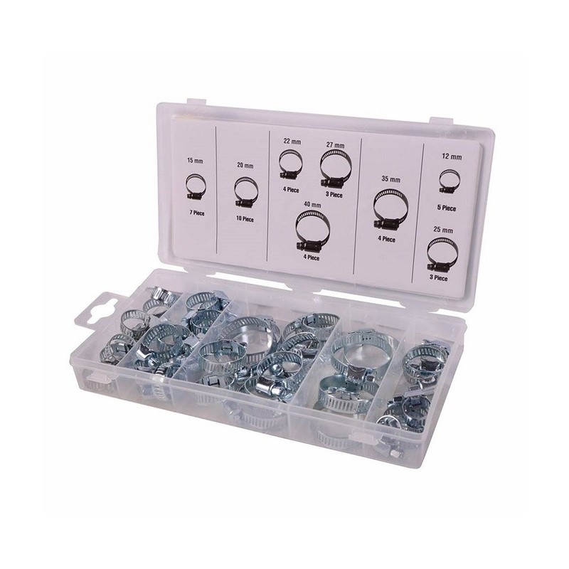 Slangklem assortiment, 40 stuks in opbergbox