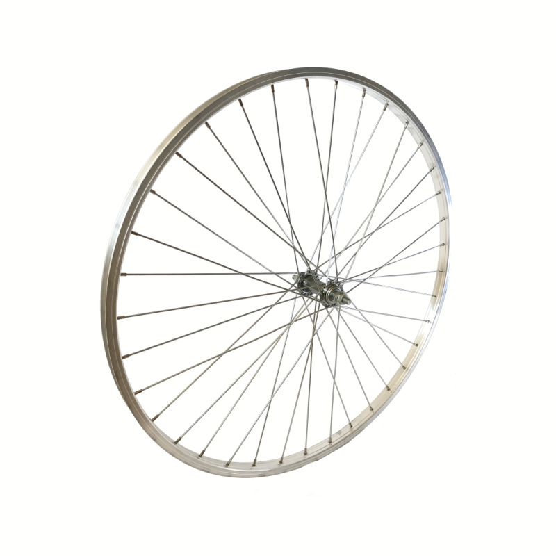 Voorwiel 28x1 5/8x1 3/8 Aluminium velg, zilver. vaste as