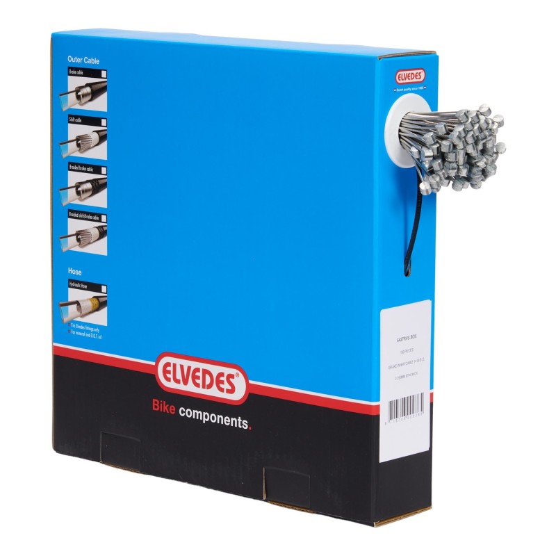 Elvedes binnen remkabel RVS 225 cm, ton nippel, per 100