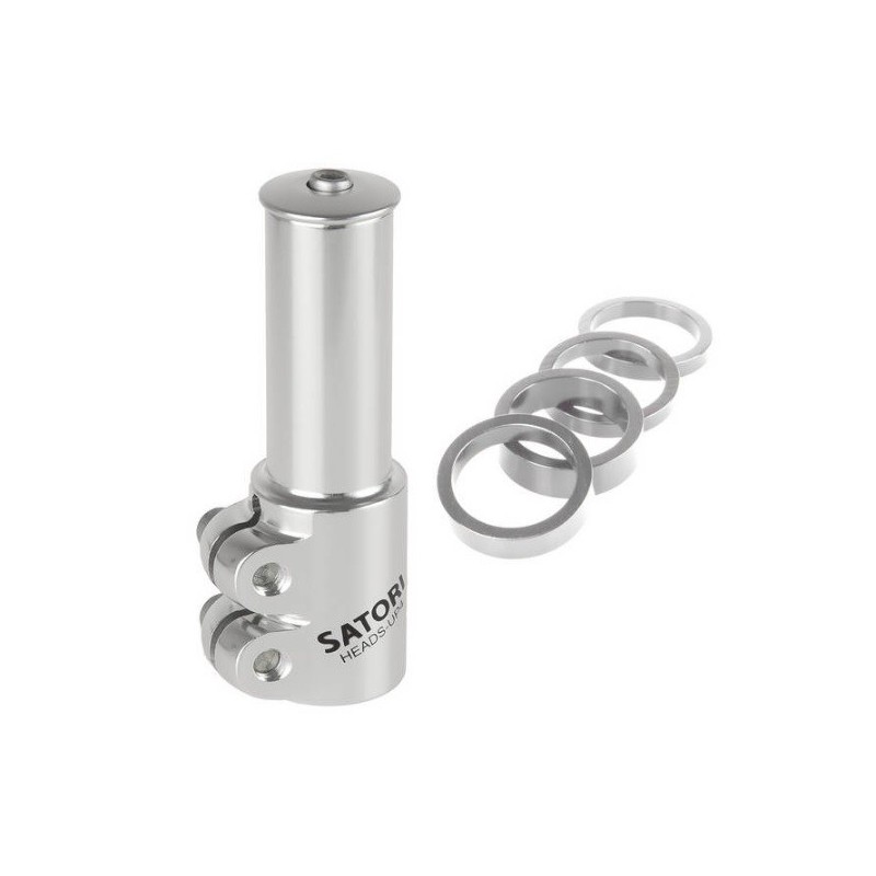 Satori A-head stuurpen 1 1/8 verhoger zilver