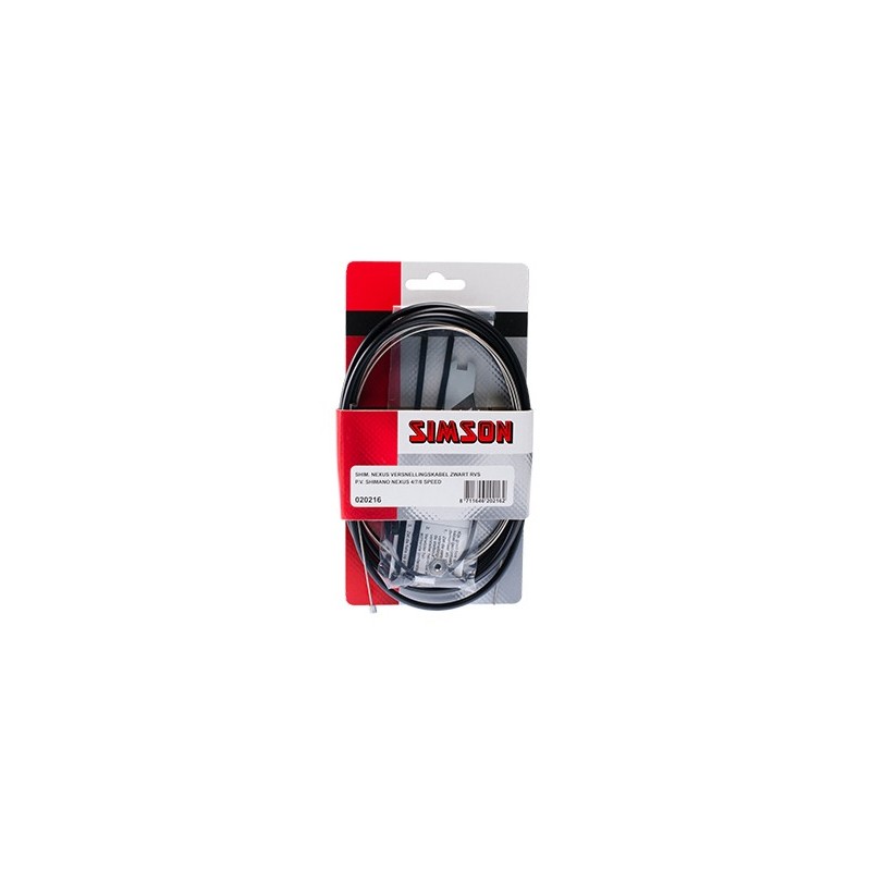 Simson Versnellingskabelset compleet zwart RVS
