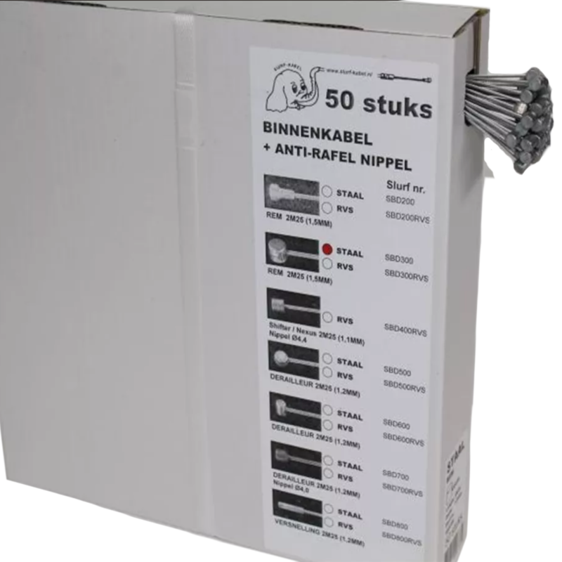 Slurf Binnenkabel RVS Ton nippel (50 stuks)