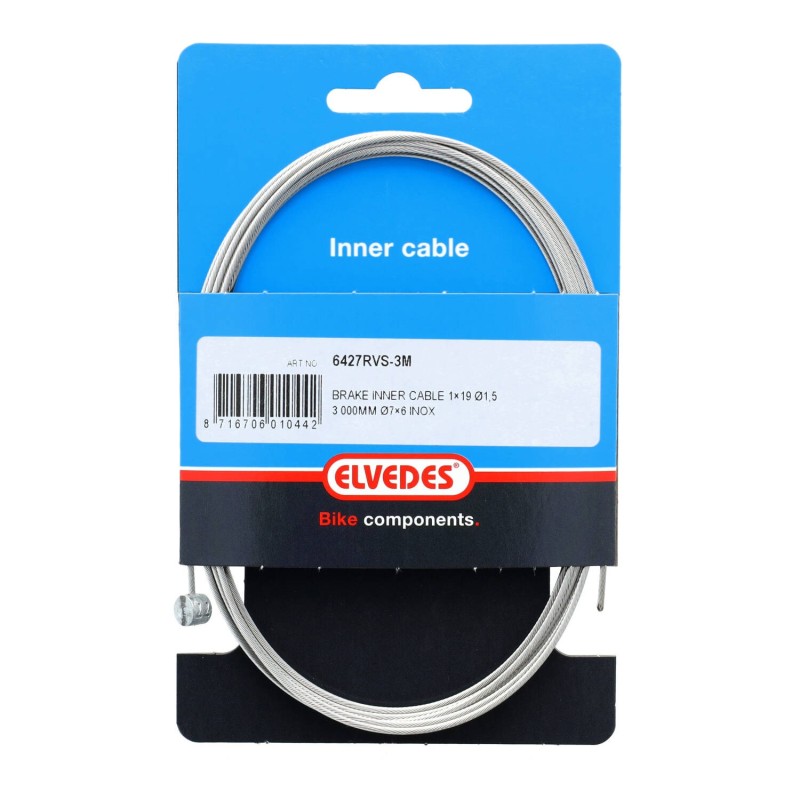 Elvedes binnen remkabel RVS 300 cm, ton nippel