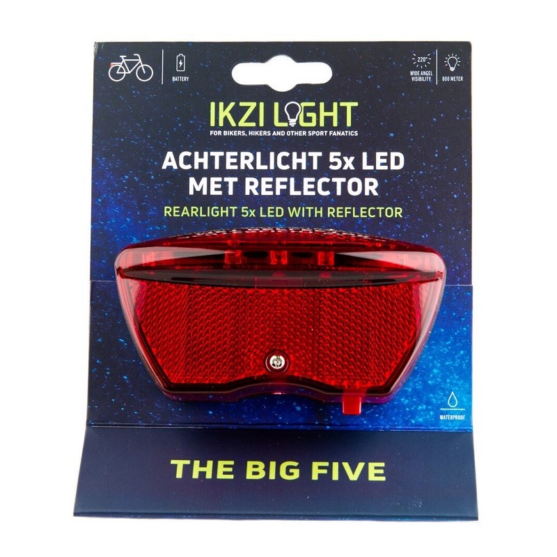 IkziLight batterij achterlicht 5x led inclusief reflector