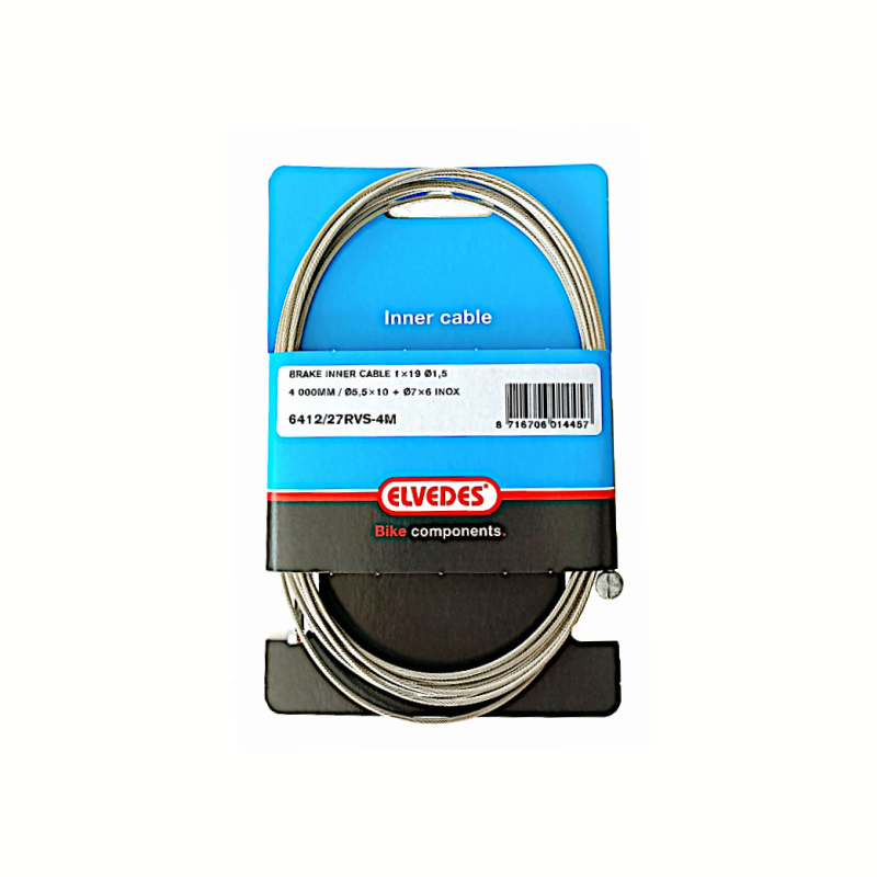 Elvedes Binnenkabel achterrem, universeel 4m RVS, 2 nippels.