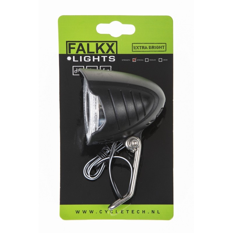 FALKX Dark Moon Koplamp met RVS beugel Naafdynamo