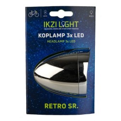IkziLight koplamp Retro 3xled, chroom Batterij