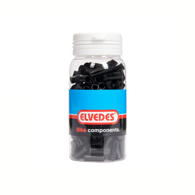 Elvedes 4.3mm PVC zwart kabeleinddopjes. 150 stuks in pot