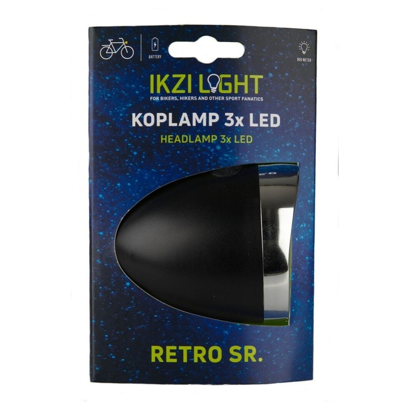 IkziLight koplamp Retro 3x LED zwart