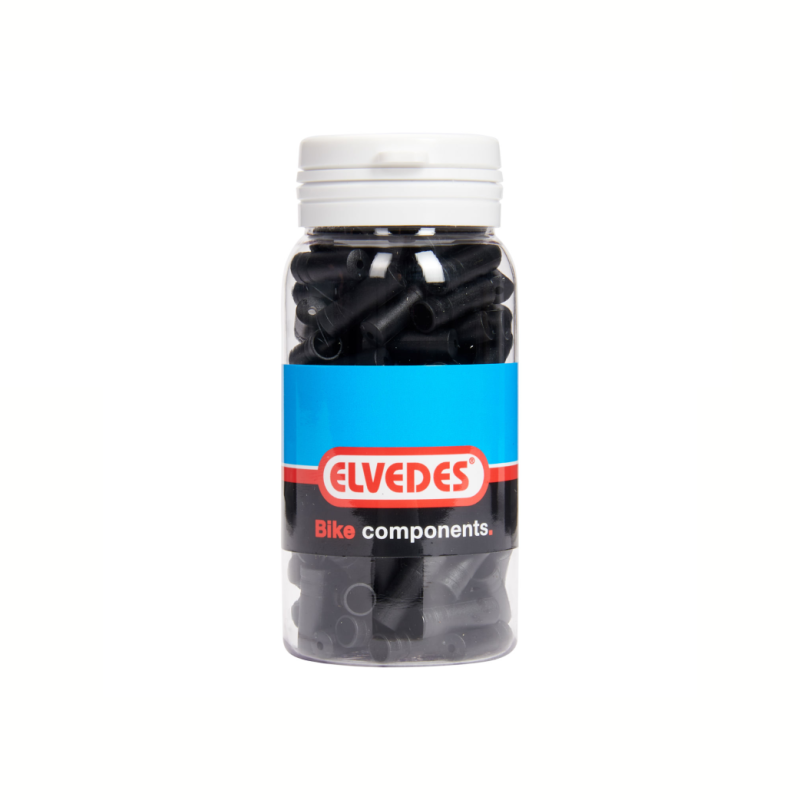 Elvedes 5.0mm PVC zwart kabeleinddopjes. 150 stuks in pot